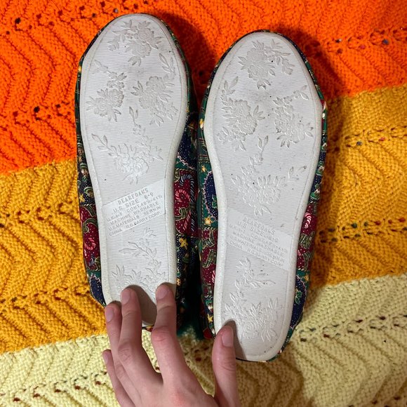 Christmas In the box 80s Sears green fur“Chintz” slipper boots with a nostalgic - Picture 8 of 13